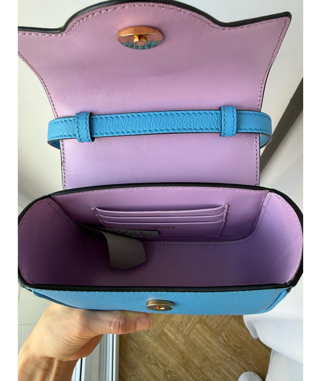 VERSACE Голубая кожаная сумка через плечо, фото 6