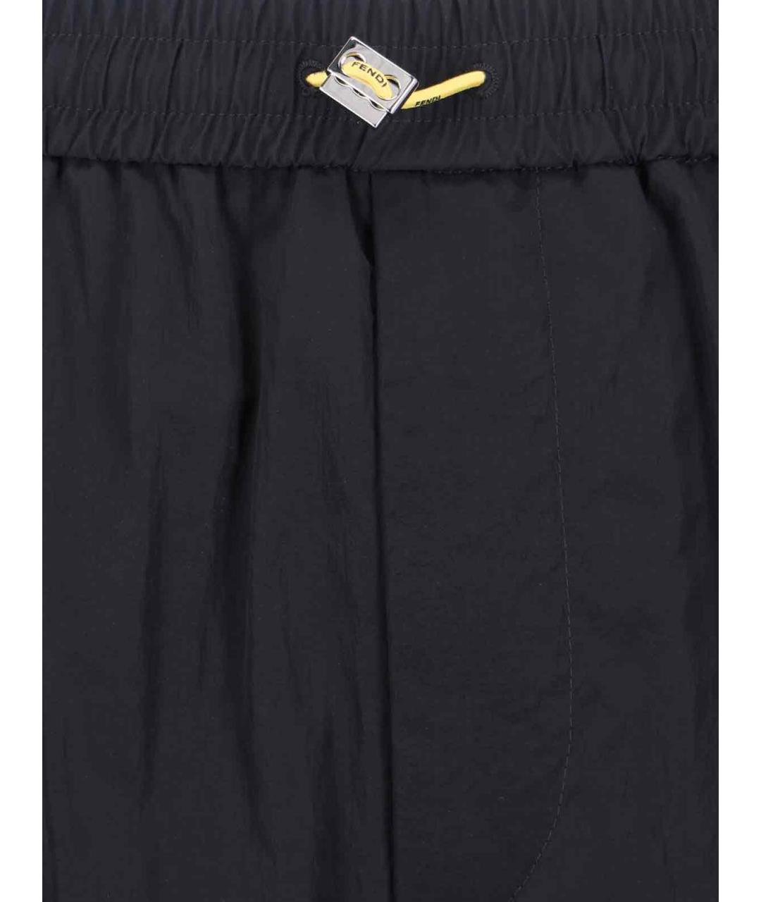 FENDI Черные полиамидовые повседневные брюки, фото 5