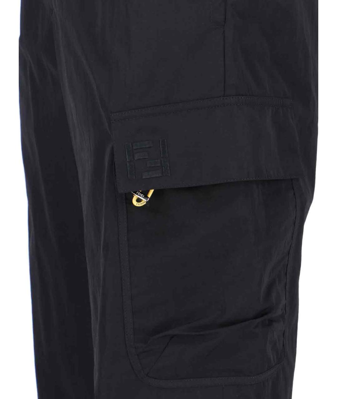 FENDI Черные полиамидовые повседневные брюки, фото 4