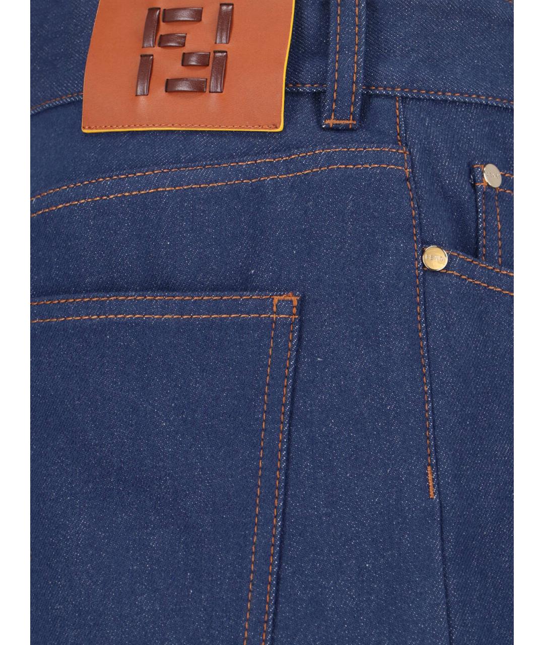 FENDI Синие хлопковые прямые джинсы, фото 4