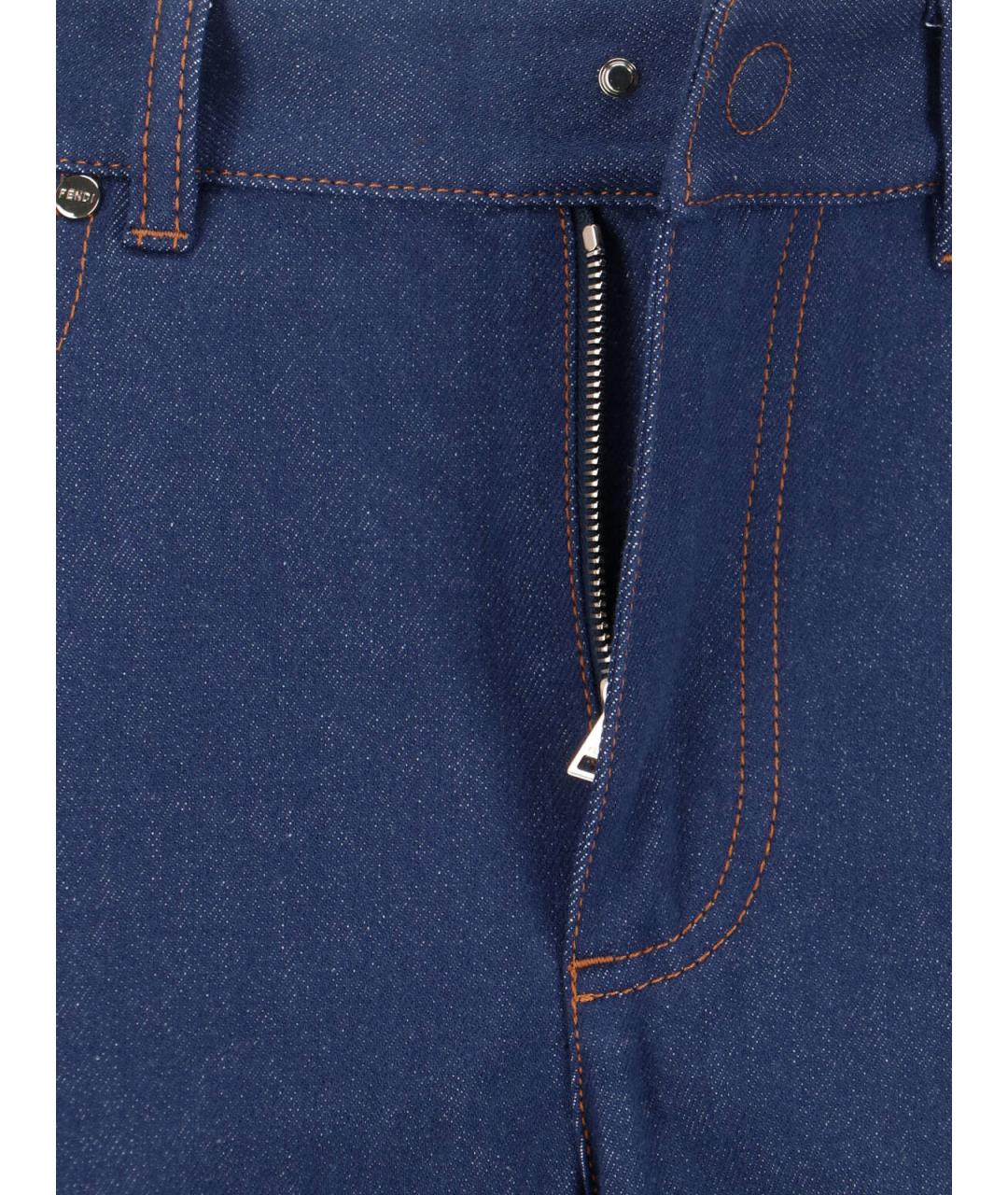 FENDI Синие хлопковые прямые джинсы, фото 5