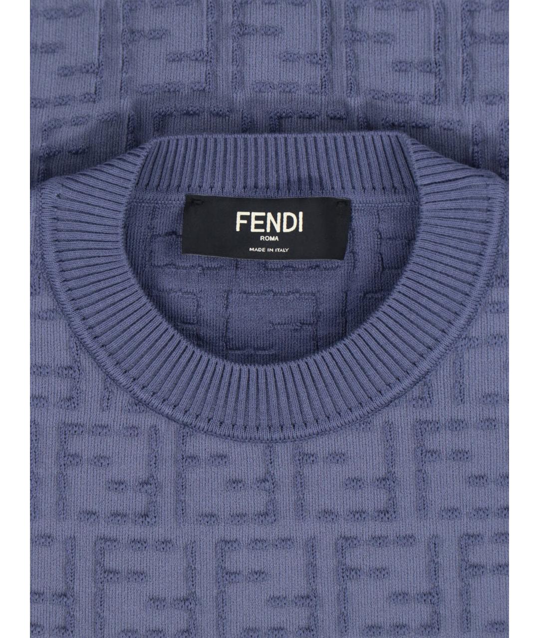 FENDI Синий хлопковый джемпер / свитер, фото 3