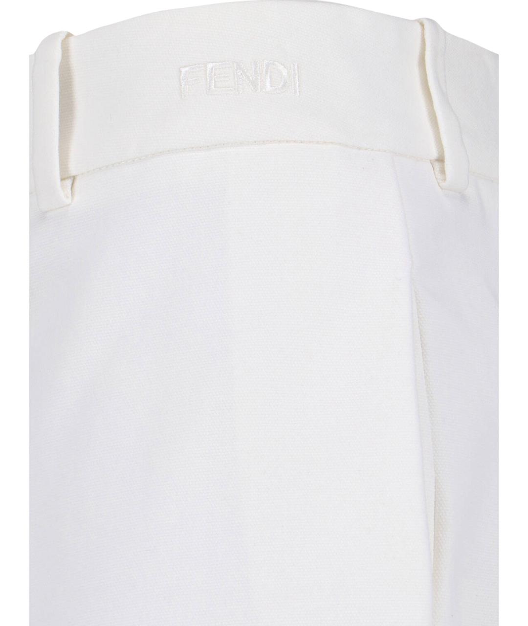FENDI Белые хлопковые прямые брюки, фото 4