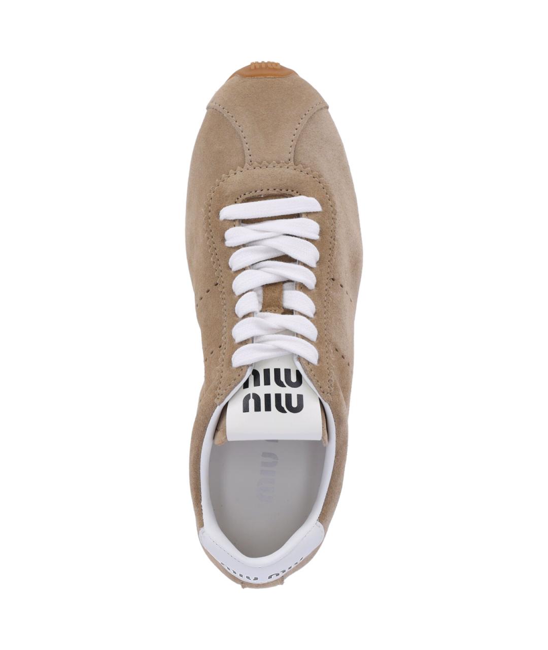 MIU MIU Бежевые замшевые кроссовки, фото 5