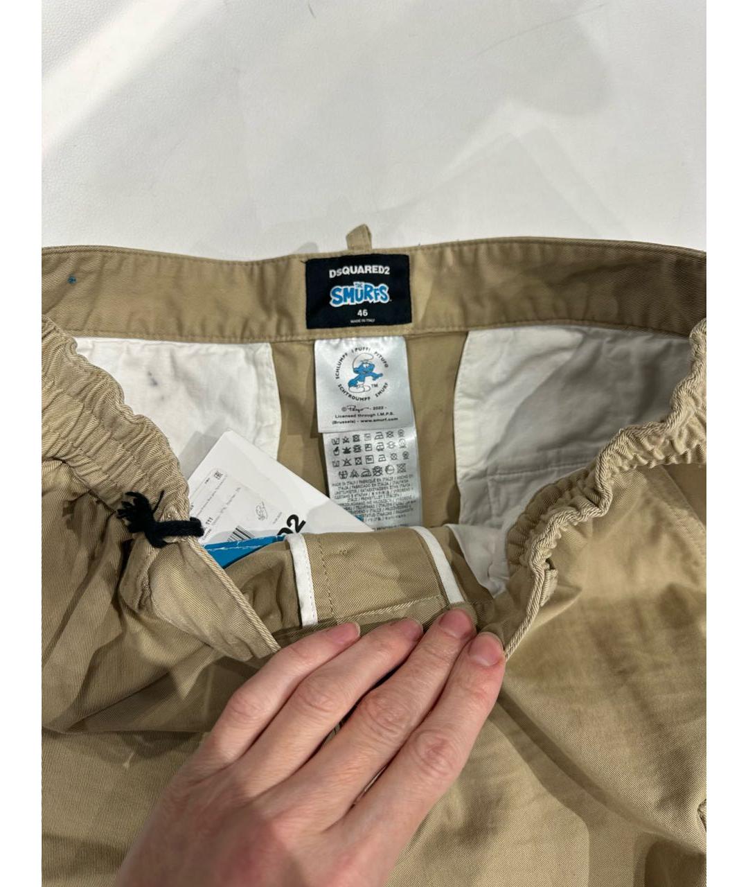 DSQUARED2 Бежевые хлопко-эластановые шорты, фото 3