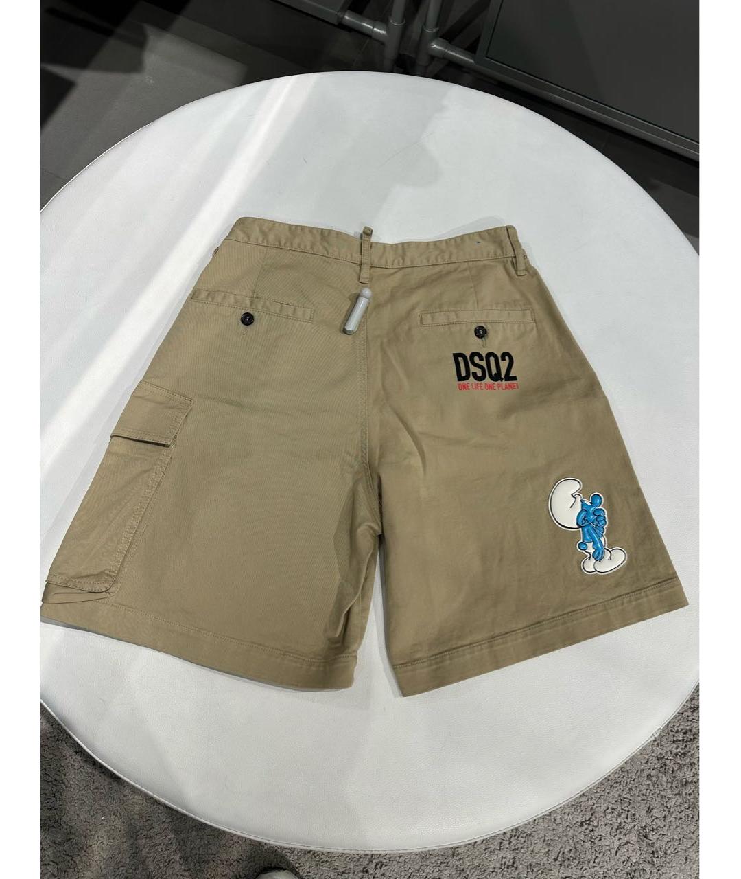 DSQUARED2 Бежевые хлопко-эластановые шорты, фото 2