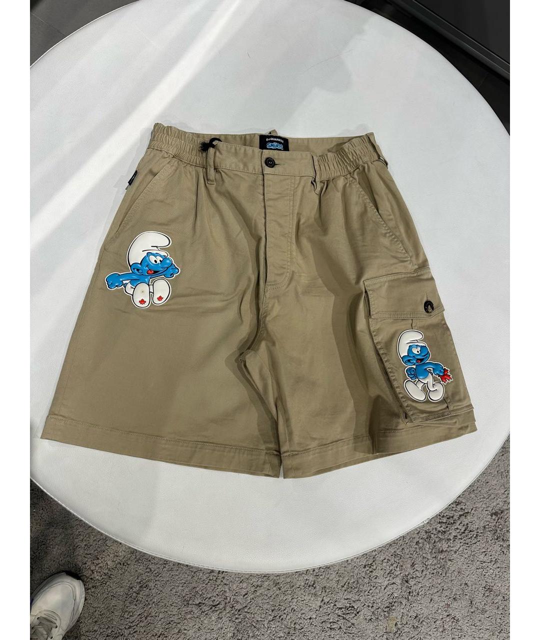 DSQUARED2 Бежевые хлопко-эластановые шорты, фото 5
