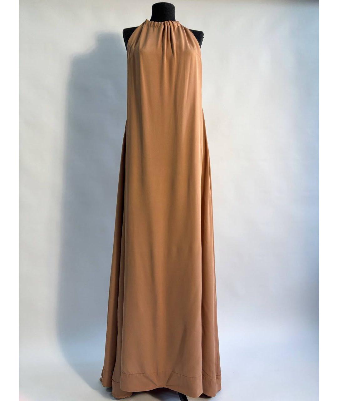 BRUNELLO CUCINELLI Коричневое шелковое повседневное платье, фото 5