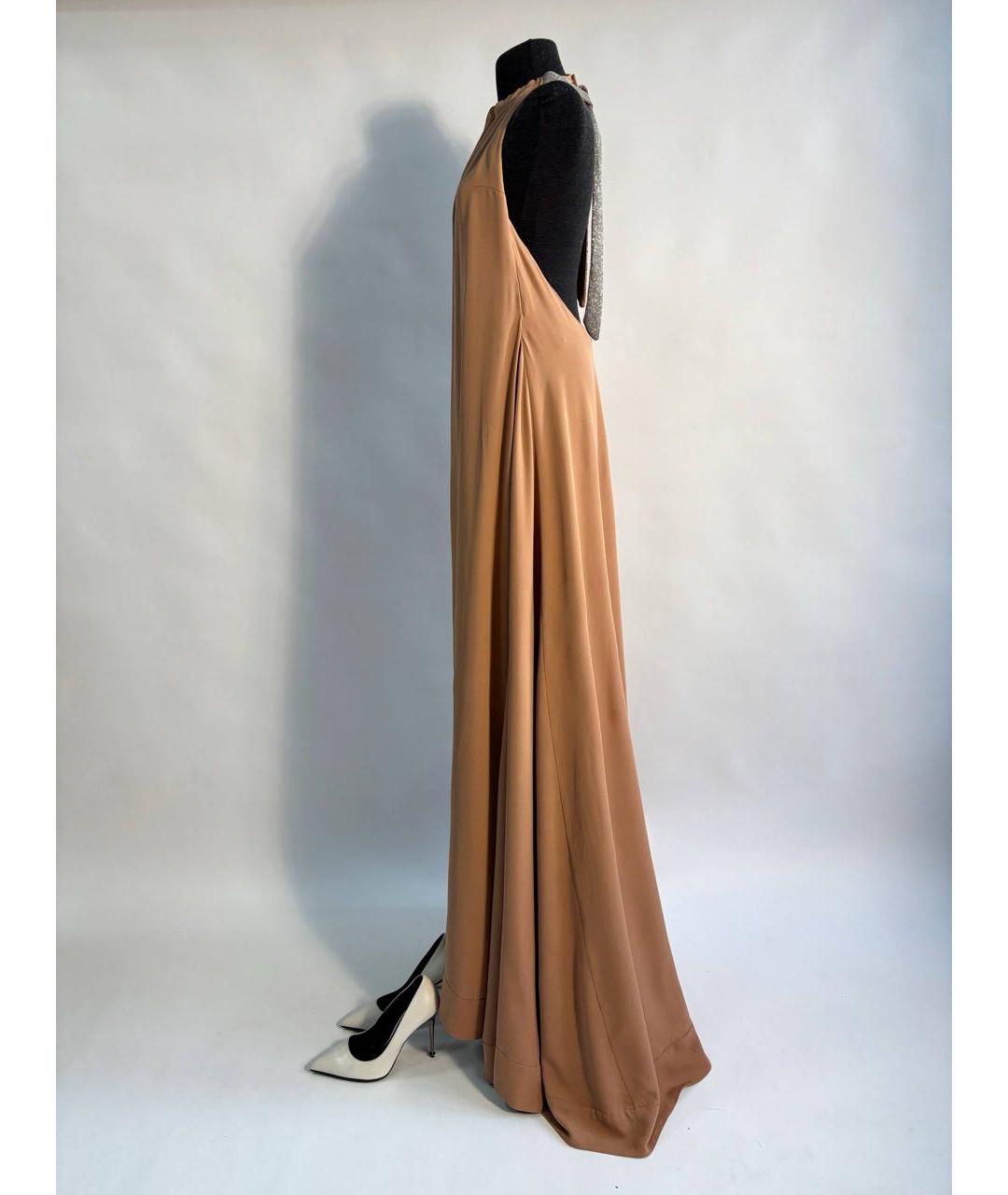 BRUNELLO CUCINELLI Коричневое шелковое повседневное платье, фото 8