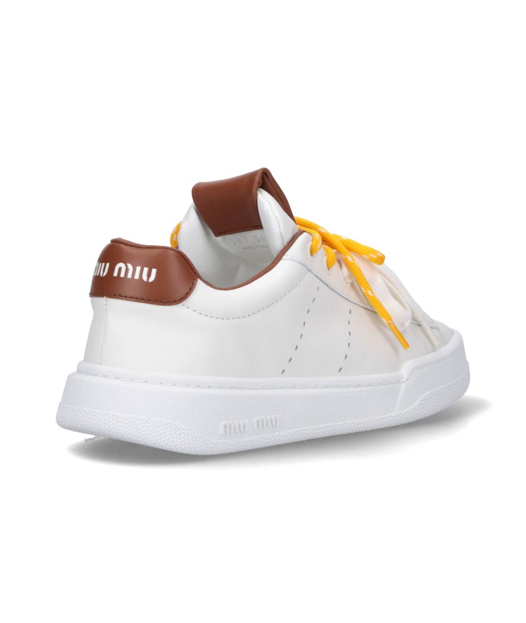 MIU MIU Белые кожаные кеды, фото 4