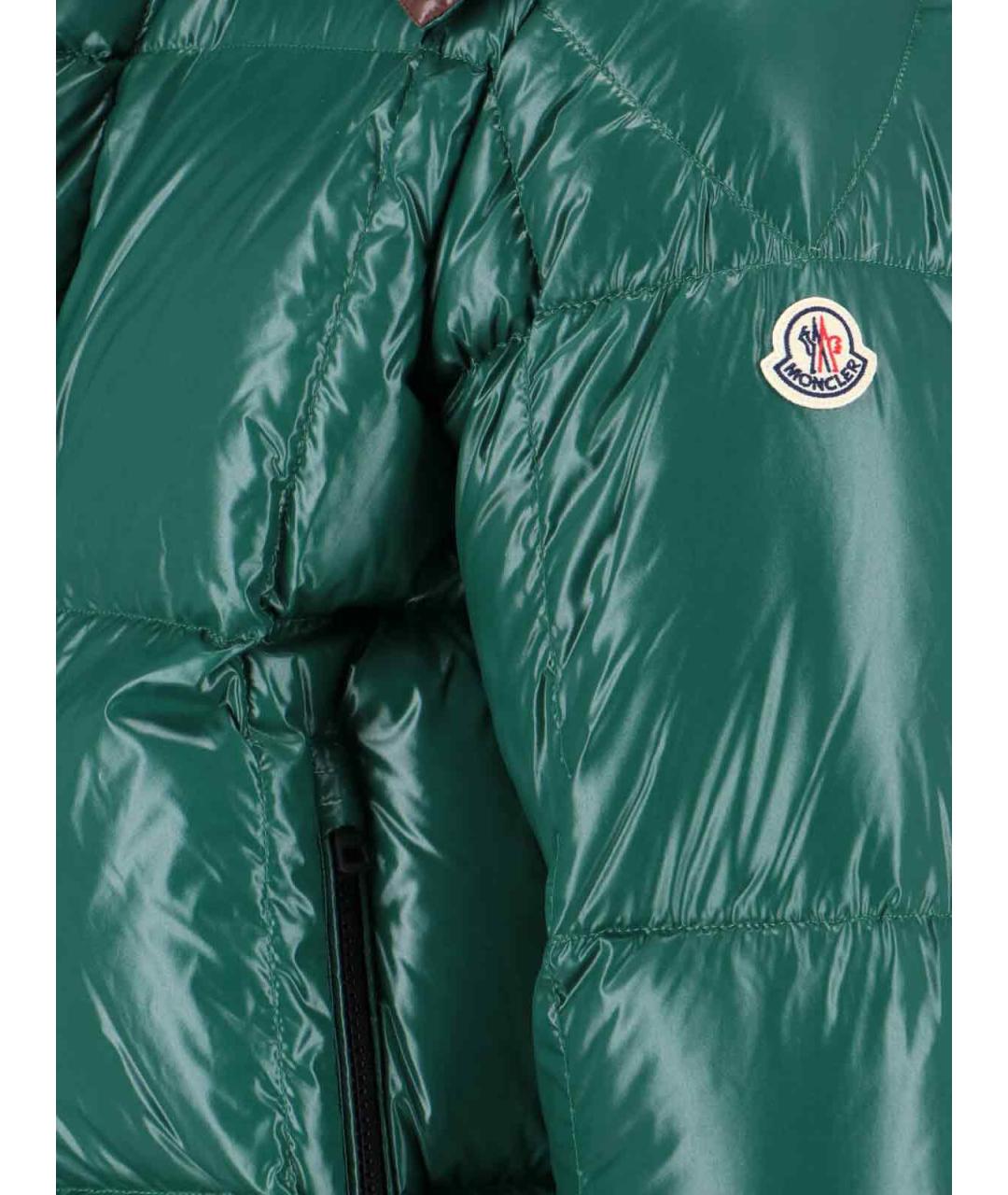 MONCLER Зеленый полиамидовый пуховик, фото 4