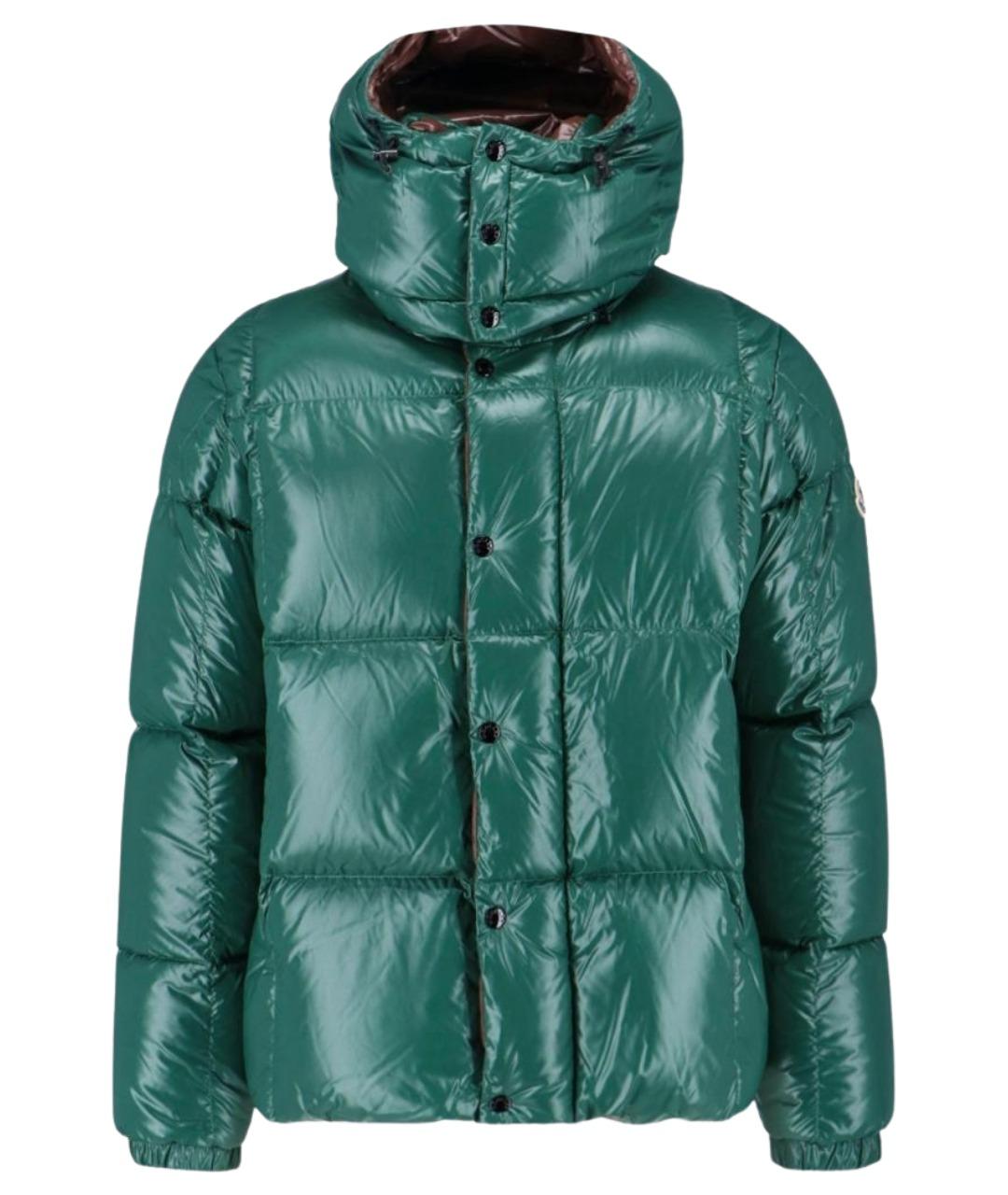 MONCLER Зеленый полиамидовый пуховик, фото 1