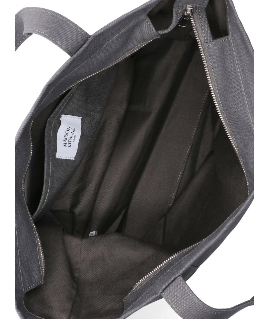 MAISON KITSUNE Серая хлопковая сумка тоут, фото 4