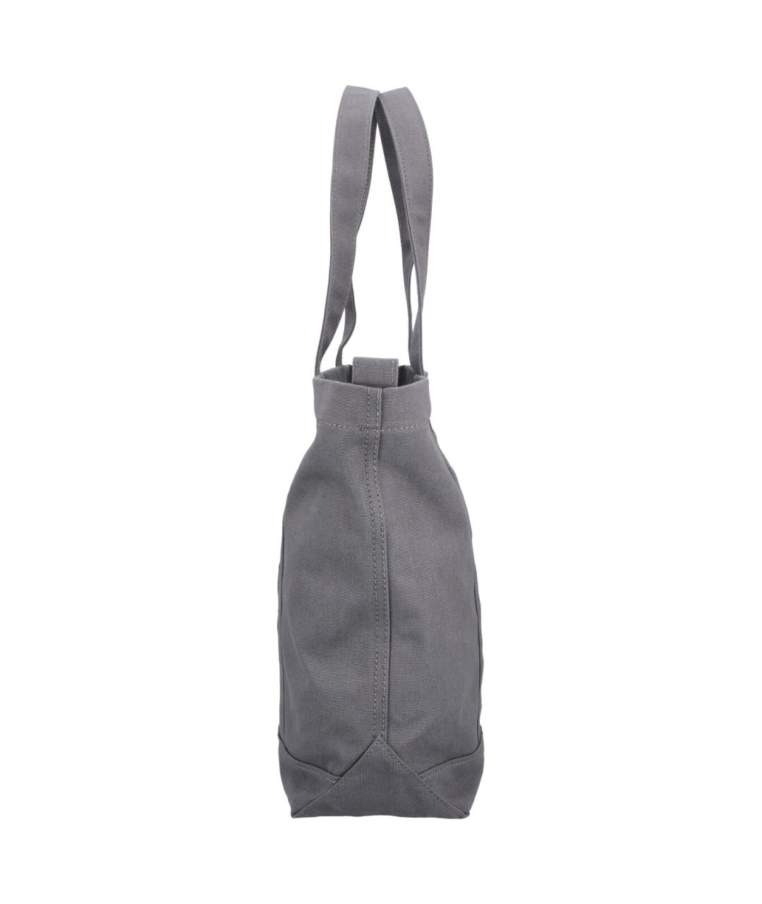 MAISON KITSUNE Серая хлопковая сумка тоут, фото 5