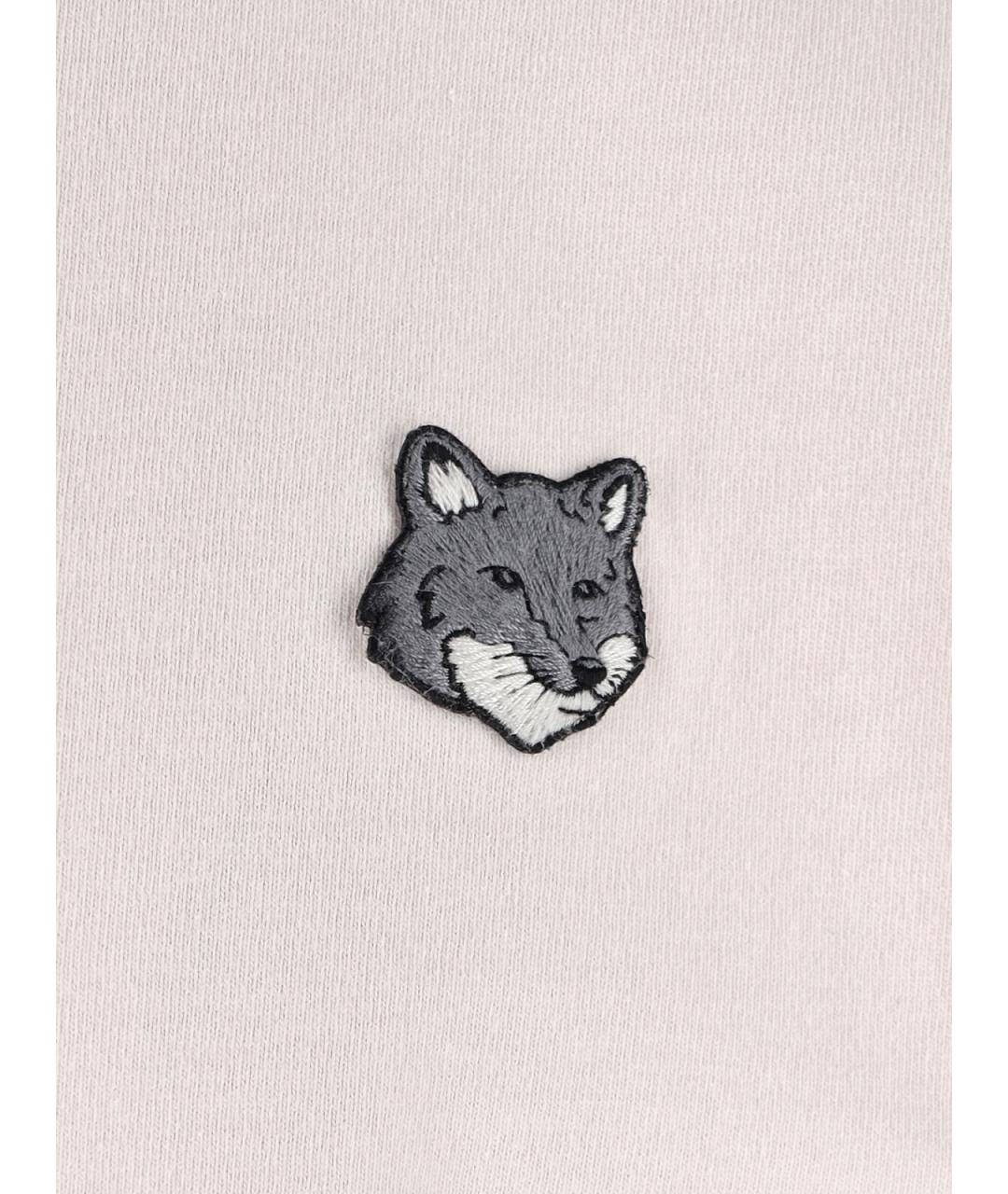 MAISON KITSUNE Бежевая хлопковая футболка, фото 3