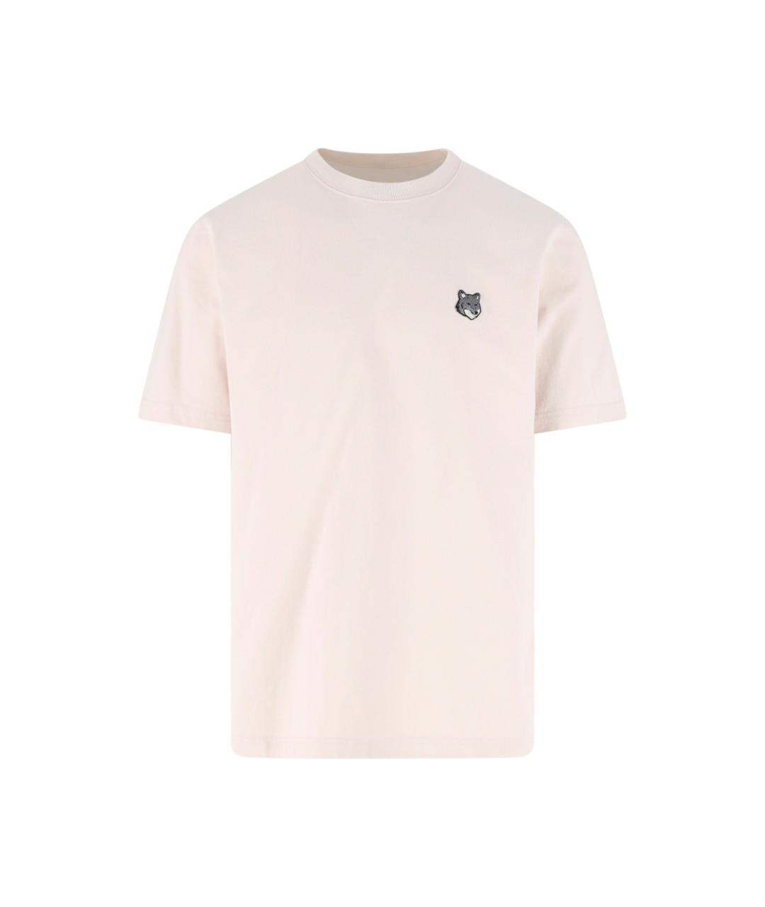 MAISON KITSUNE Бежевая хлопковая футболка, фото 1