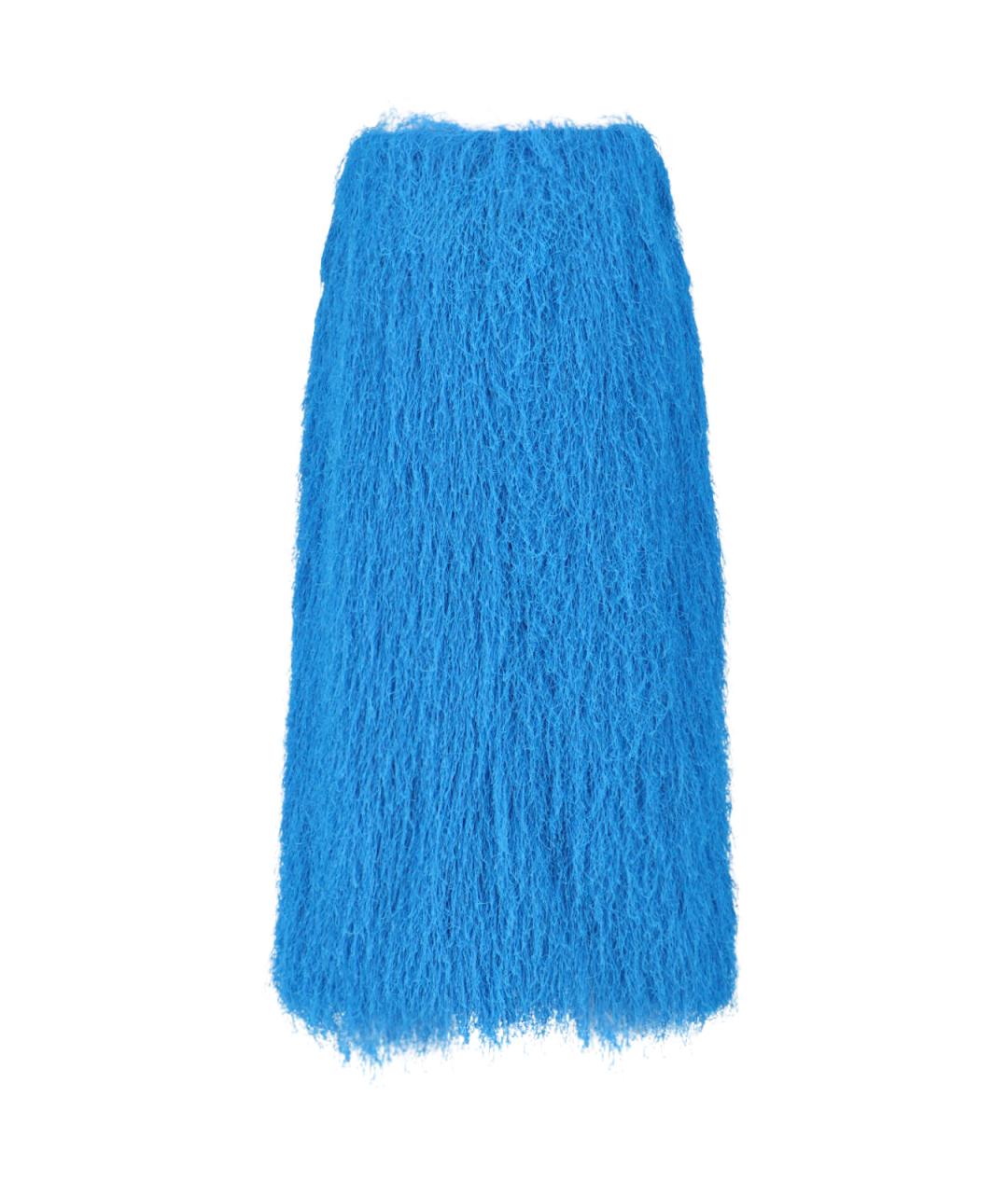 DRIES VAN NOTEN Синяя полиэстеровая юбка миди, фото 2