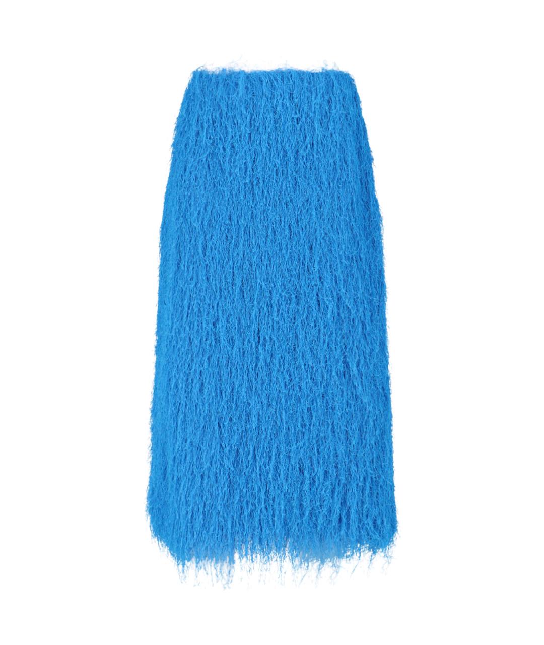 DRIES VAN NOTEN Синяя полиэстеровая юбка миди, фото 1