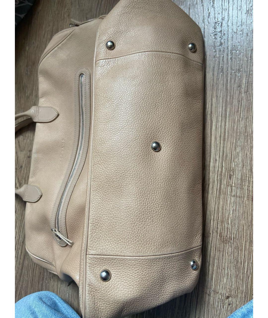 LONGCHAMP Бежевая кожаная сумка с короткими ручками, фото 5