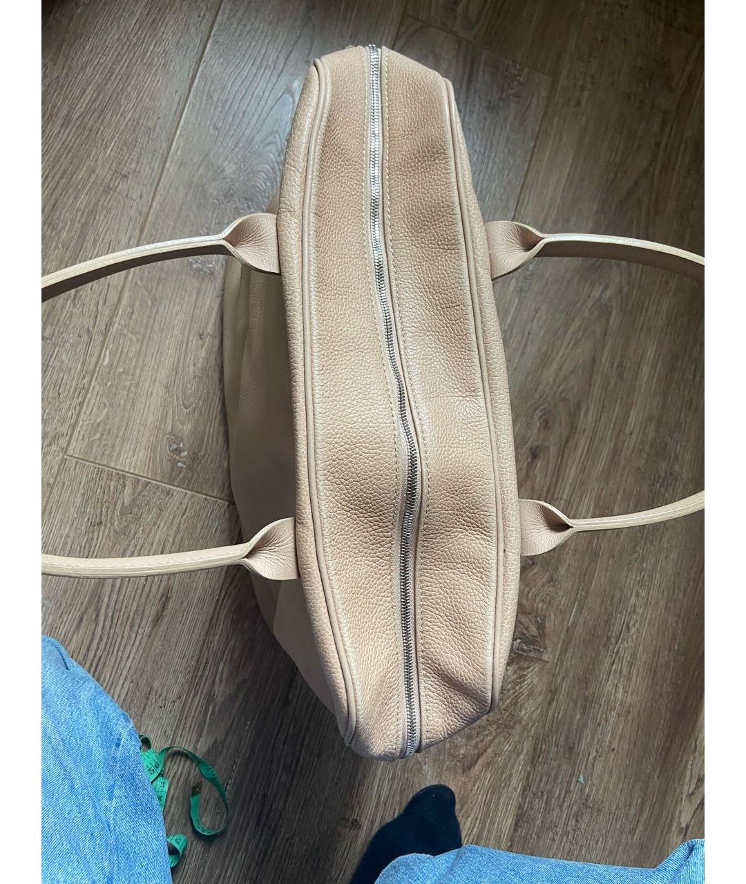 LONGCHAMP Бежевая кожаная сумка с короткими ручками, фото 3