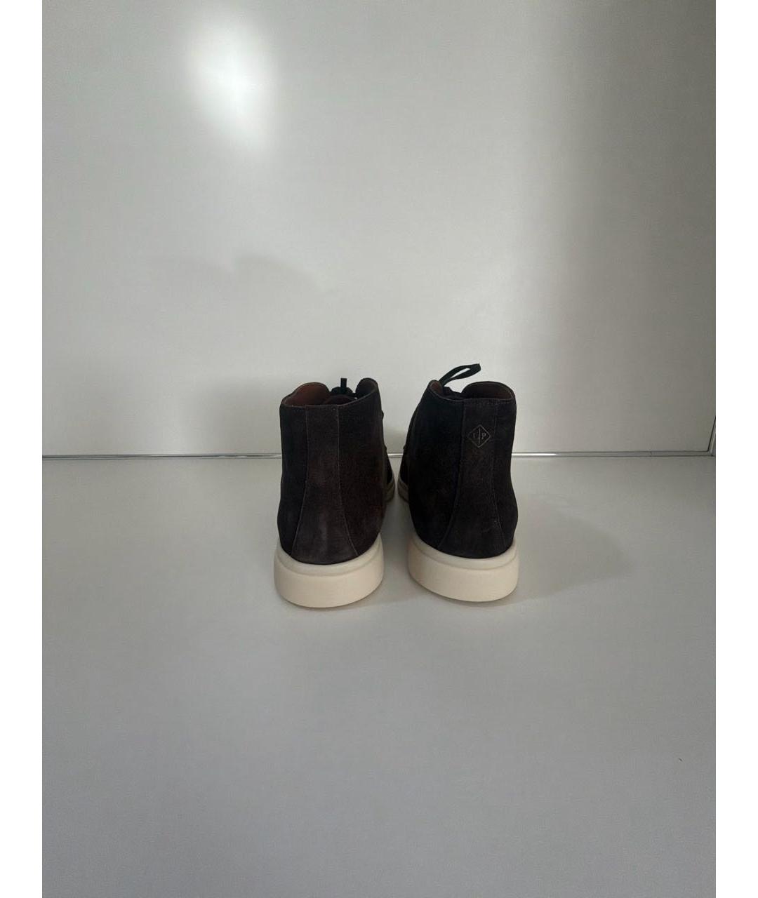 LORO PIANA Коричневые замшевые низкие ботинки, фото 4