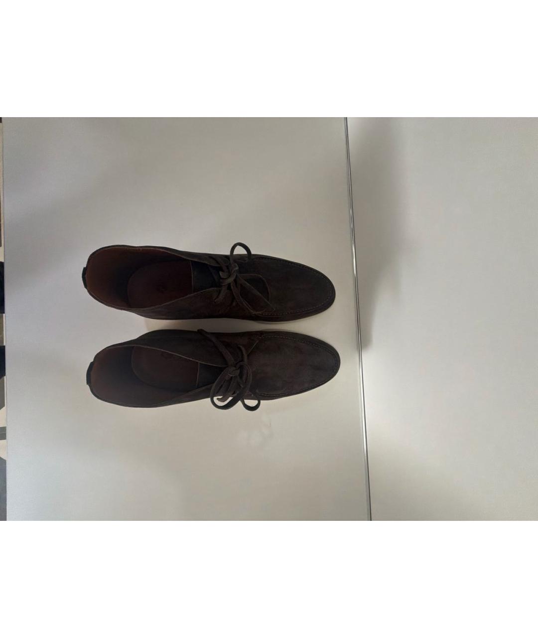 LORO PIANA Коричневые замшевые низкие ботинки, фото 3