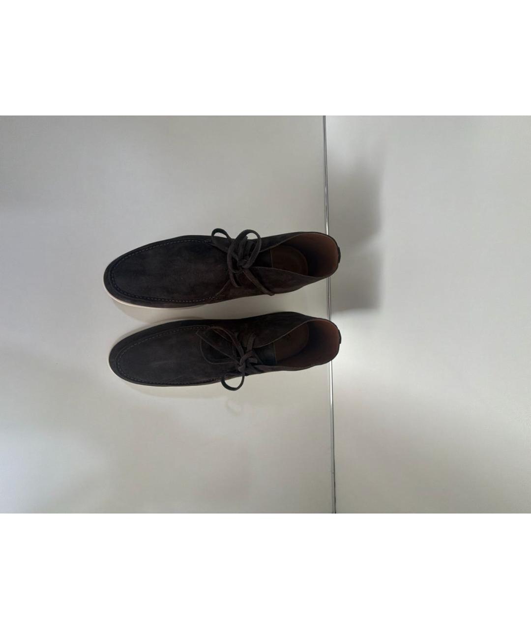 LORO PIANA Коричневые замшевые низкие ботинки, фото 2