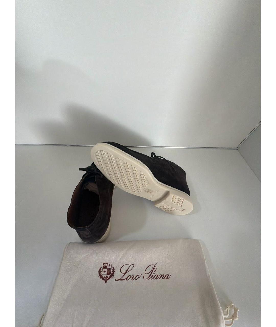 LORO PIANA Коричневые замшевые низкие ботинки, фото 5