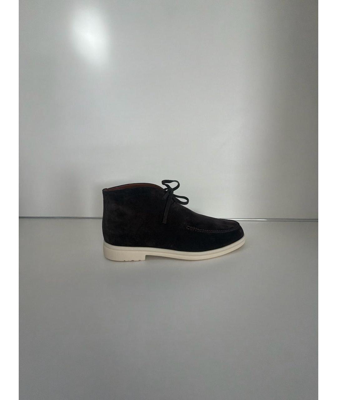 LORO PIANA Коричневые замшевые низкие ботинки, фото 6