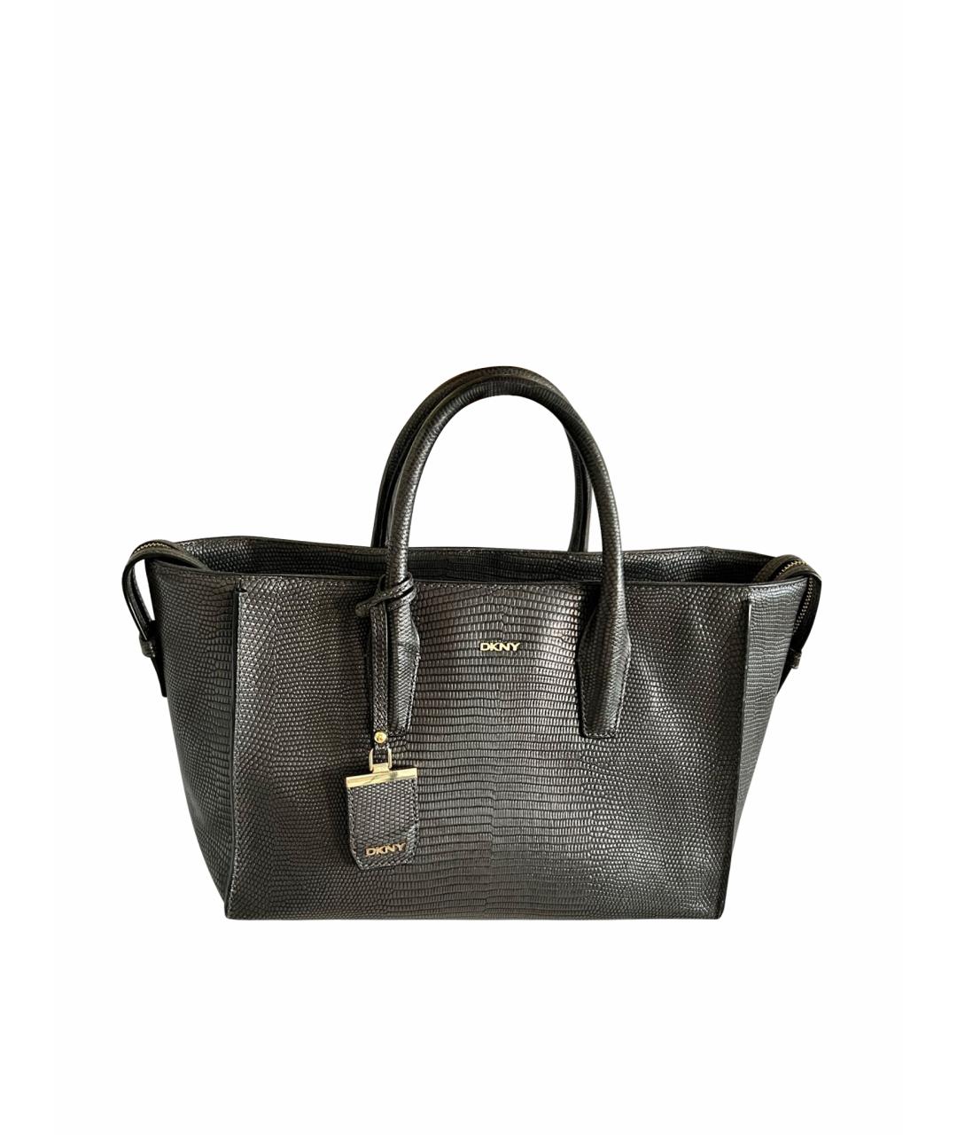 DKNY Черная кожаная сумка с короткими ручками, фото 1