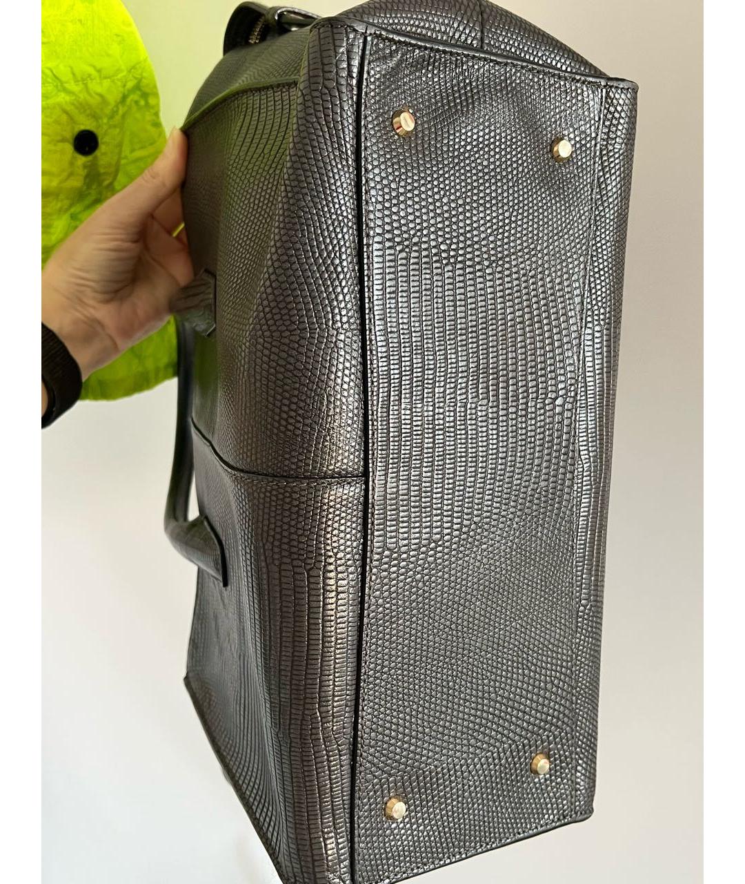 DKNY Черная кожаная сумка с короткими ручками, фото 6