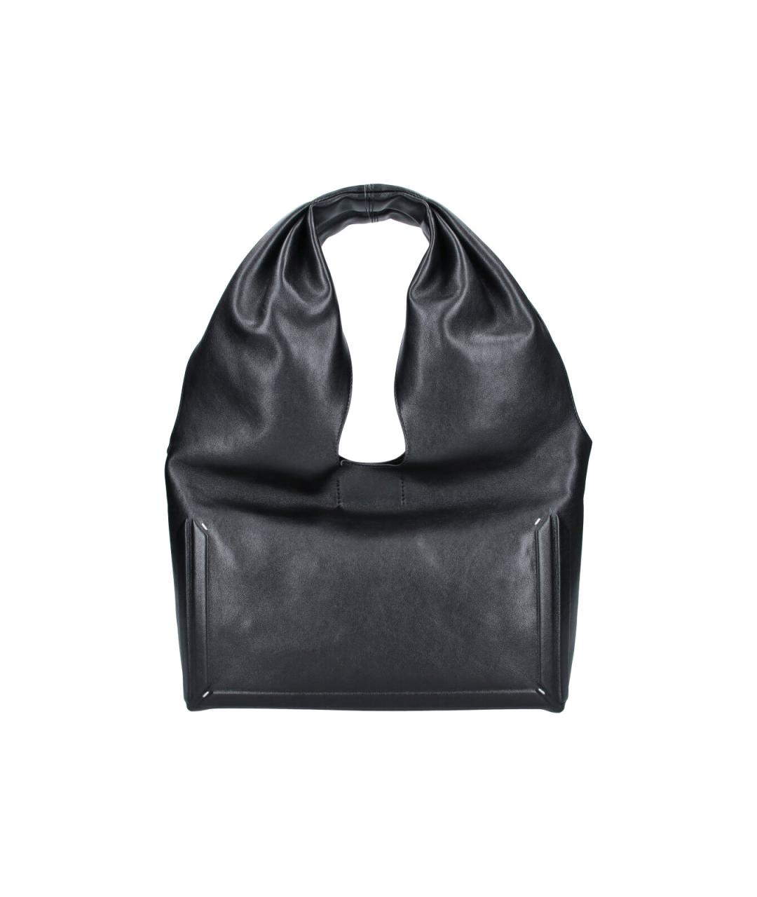 MAISON MARGIELA Черная кожаная сумка с короткими ручками, фото 1