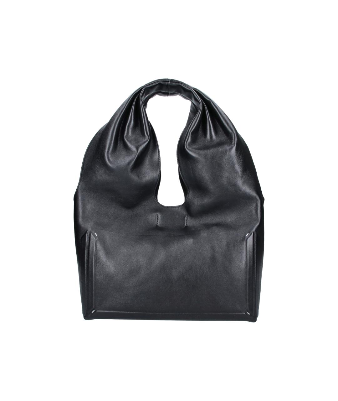 MAISON MARGIELA Черная кожаная сумка с короткими ручками, фото 3