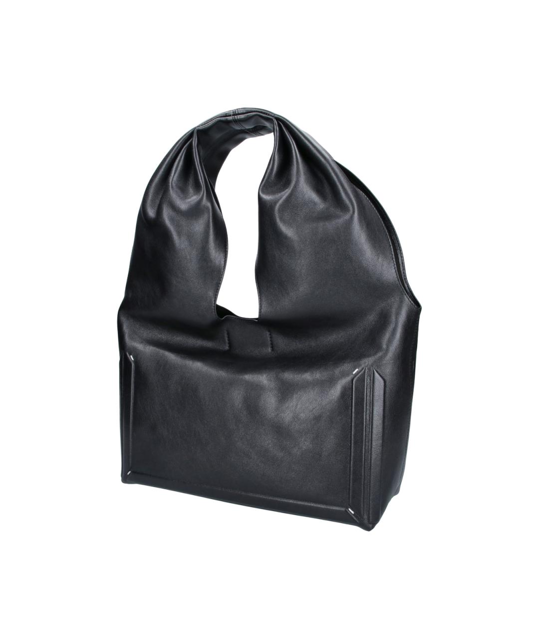 MAISON MARGIELA Черная кожаная сумка с короткими ручками, фото 2