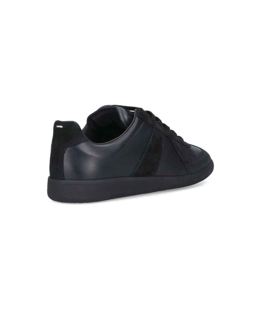 MAISON MARGIELA Черные кожаные низкие кроссовки / кеды, фото 4