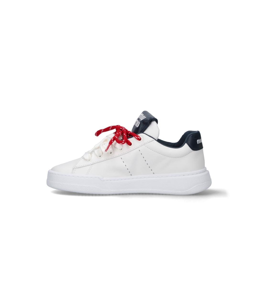 MIU MIU Белые кожаные кеды, фото 3