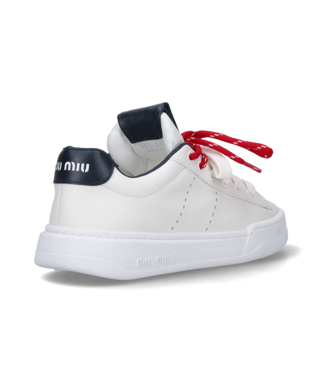 MIU MIU Белые кожаные кеды, фото 4