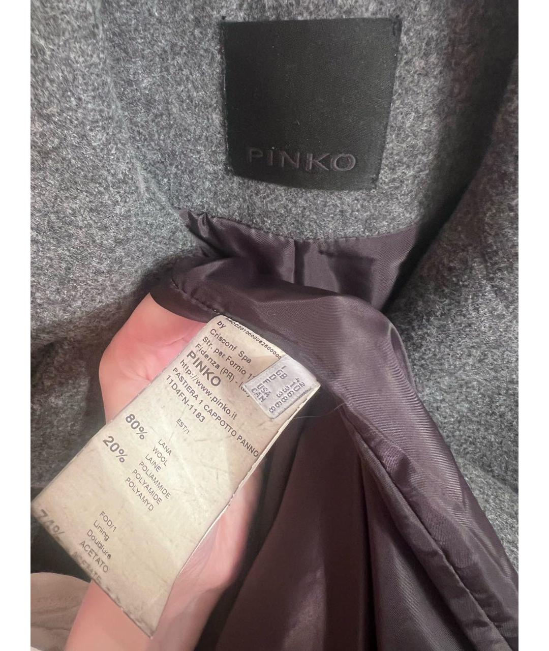 PINKO Серое шерстяное пальто, фото 3