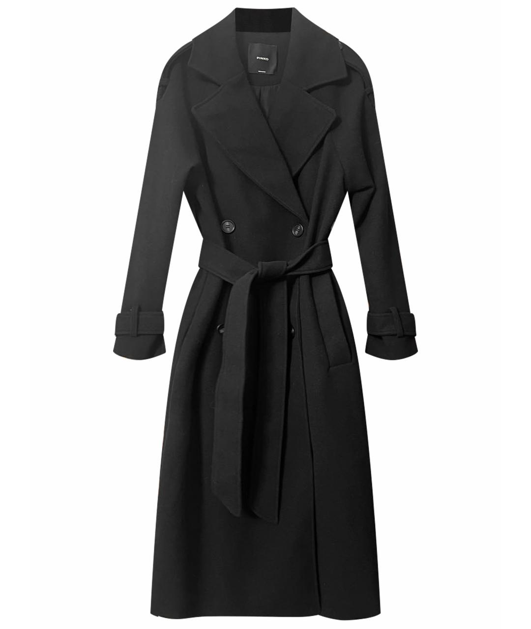 PINKO Черное шерстяное пальто, фото 1