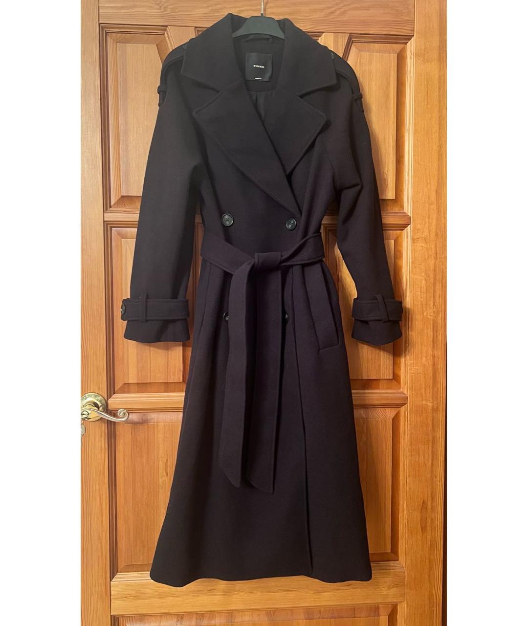 PINKO Черное шерстяное пальто, фото 4