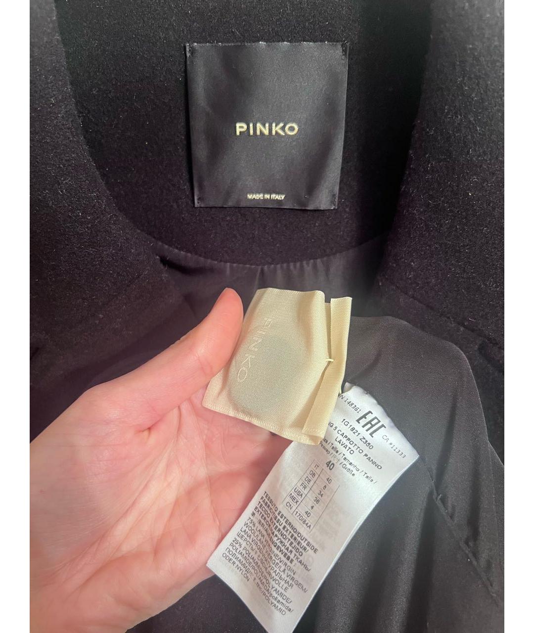 PINKO Черное шерстяное пальто, фото 3