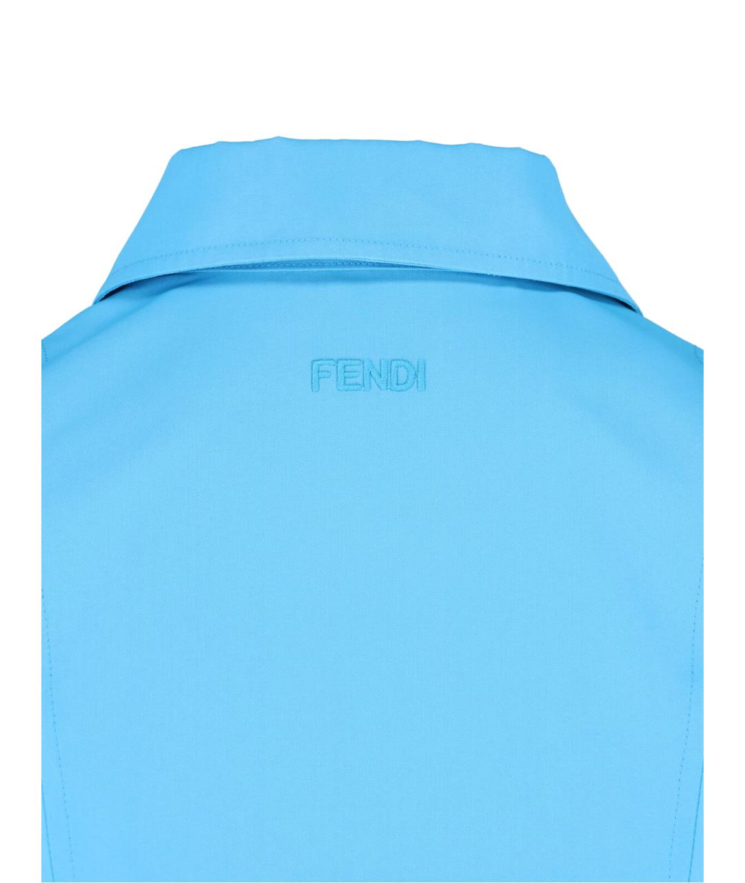 FENDI Голубое вискозное повседневное платье, фото 4