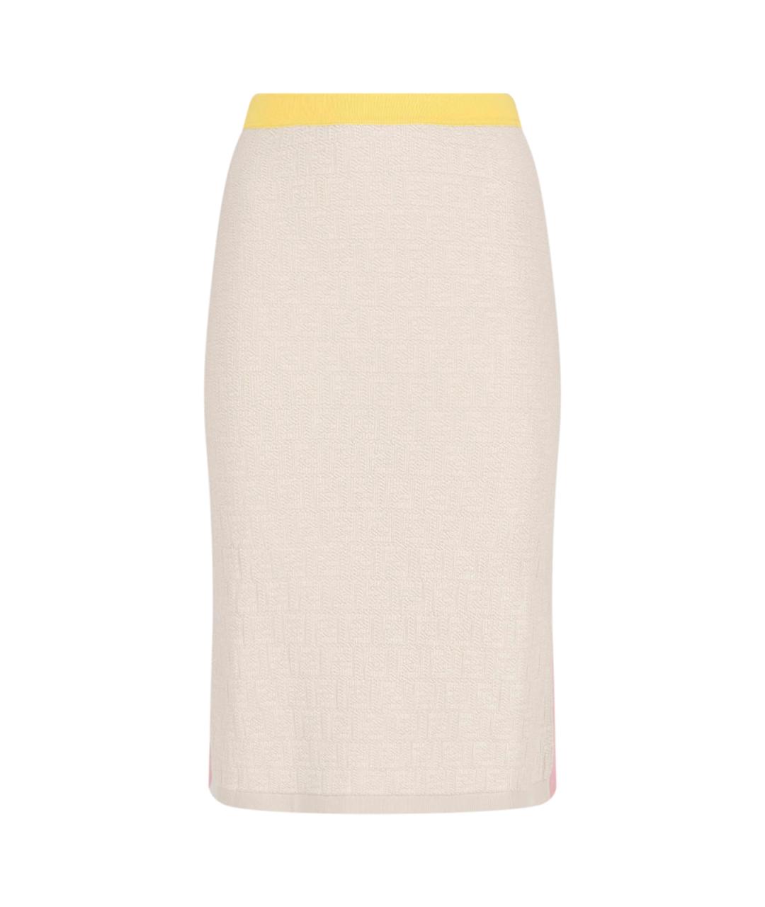FENDI Бежевая хлопковая юбка миди, фото 1
