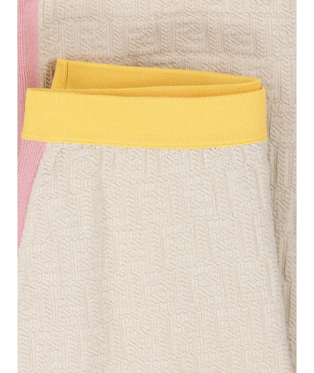 FENDI Бежевая хлопковая юбка миди, фото 5