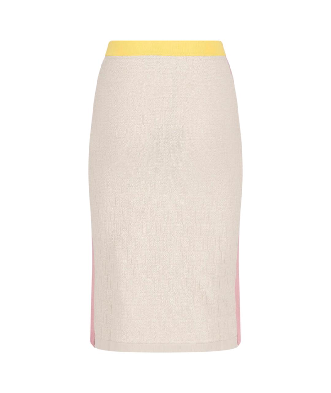 FENDI Бежевая хлопковая юбка миди, фото 2