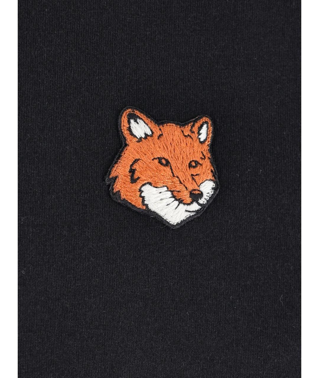 MAISON KITSUNE Черная хлопковая футболка, фото 3