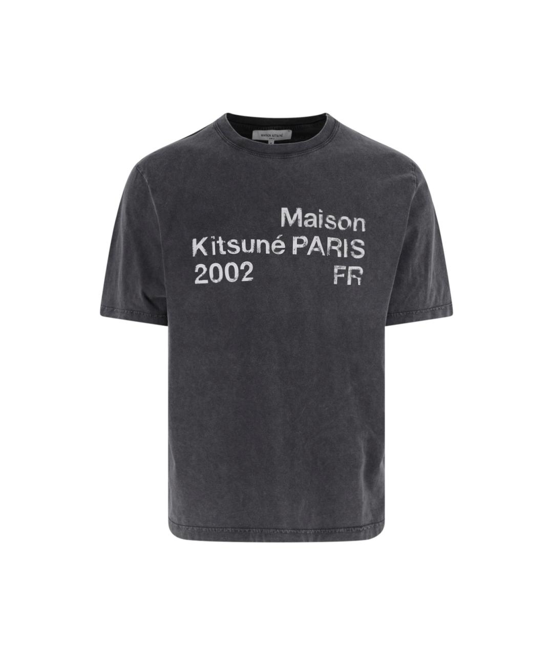 MAISON KITSUNE Черная хлопковая футболка, фото 1