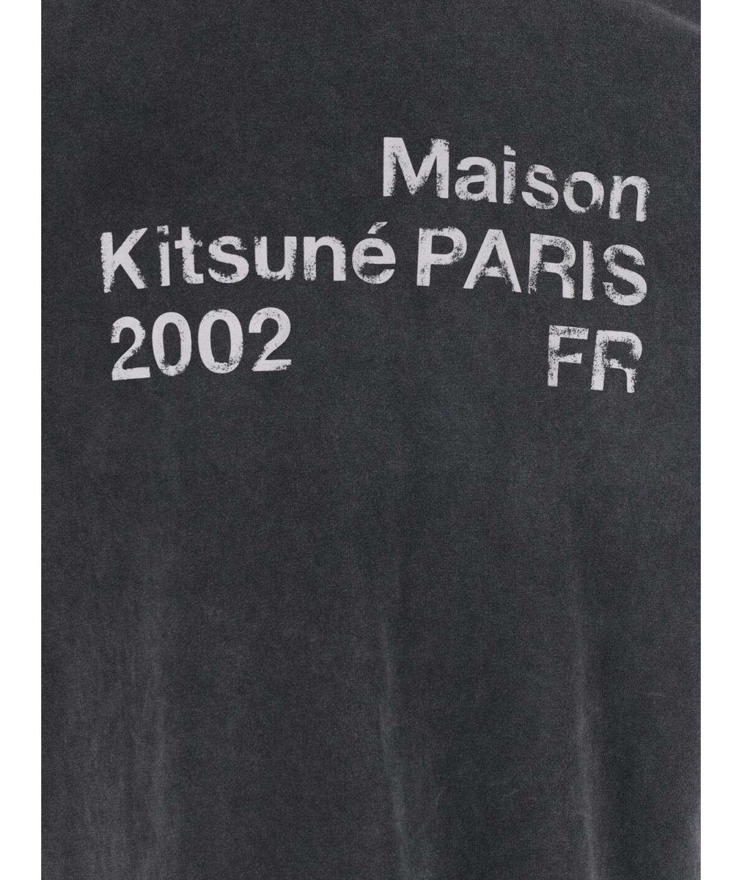 MAISON KITSUNE Черная хлопковая футболка, фото 3