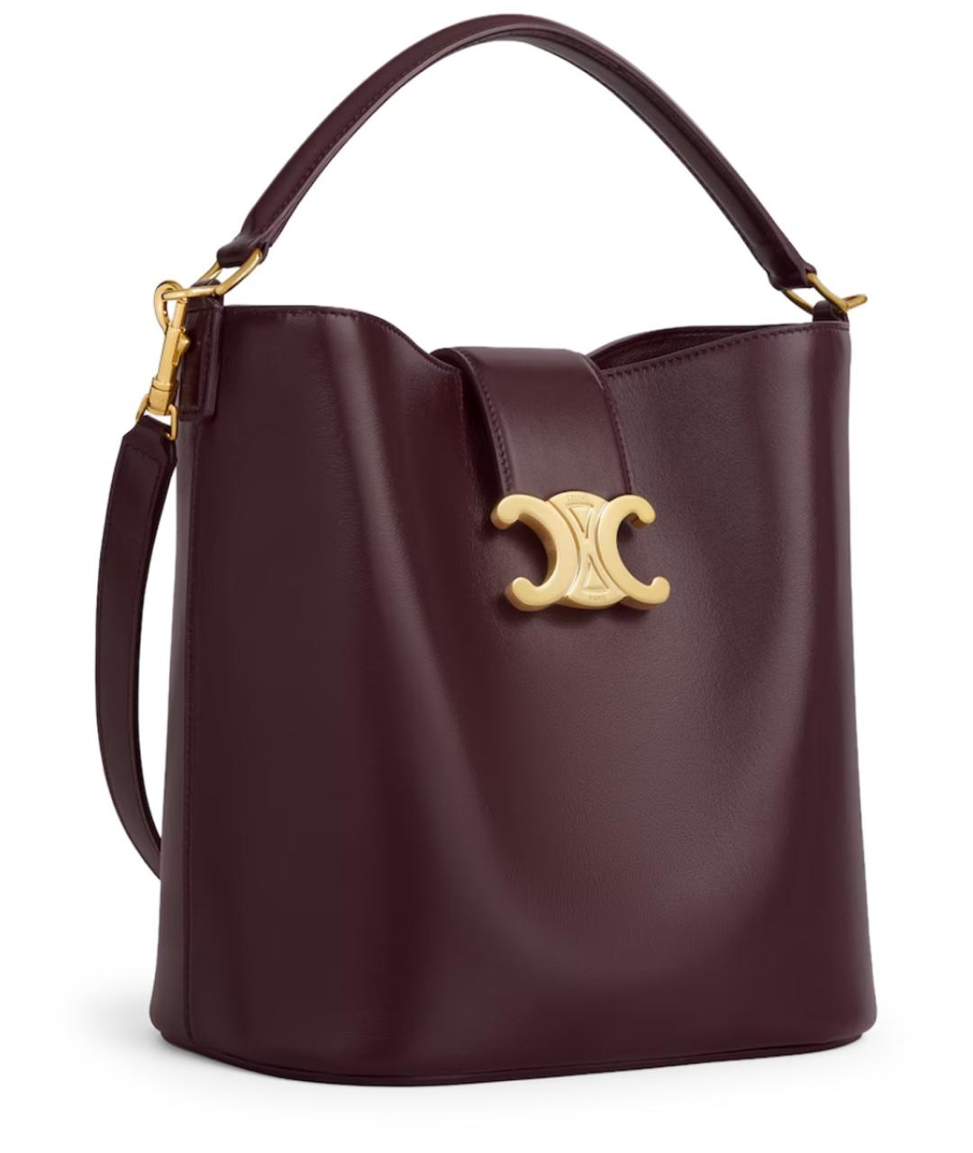 CELINE Бордовая кожаная сумка через плечо, фото 2