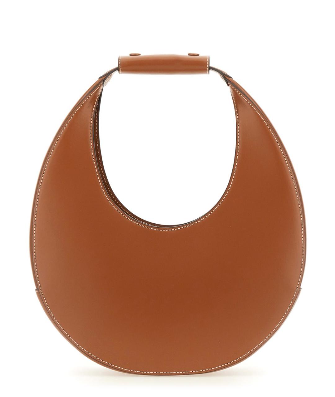 STAUD Коричневая кожаная сумка с короткими ручками, фото 2